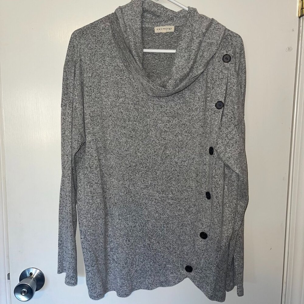 Gray Retrology Slouchy Cowl/Turtleneck Sweater